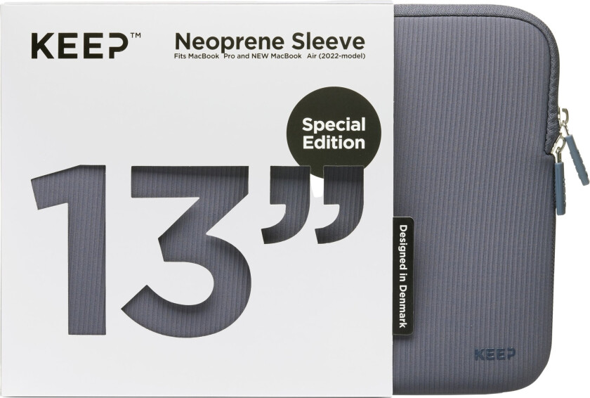 KEEP 13,6" Neopren/tekstiletui til MacBook (Blue Granite)
