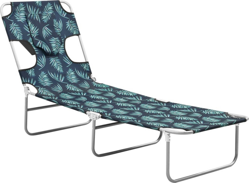 Sammenleggbar solseng med hodepute stål bladtrykk