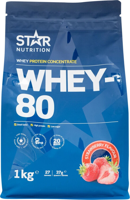 Bilde av Star Nutrition Whey-80, proteinpulver STRAWBERRY