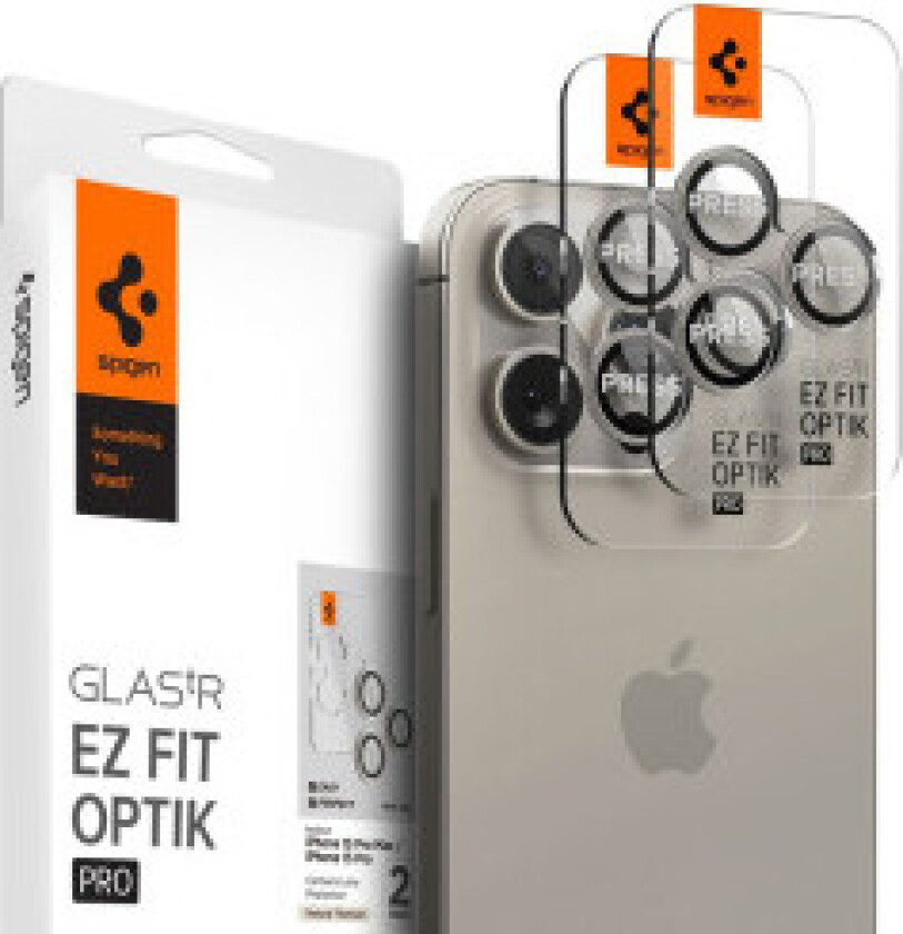 Glass tR EZ Fit Optik Pro 2 Pack nature titanium - iPhone 15 Pro/15 Pro Max