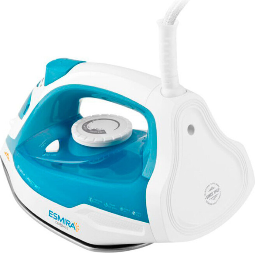 ETA Iron Esmira ETA027390000 Steam Iron, 2200 W, Water tank capacity 380 ml, Continuous steam 40 g/min, Turquoise