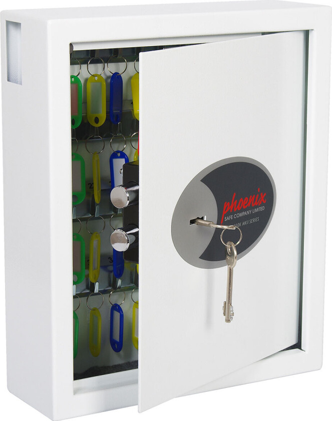 Safe Co. Cygnus, Metall, Hvit, 48 kroker, Nøkkel, 300 x 100 x 360 mm, 275 x 80 x 350 mm