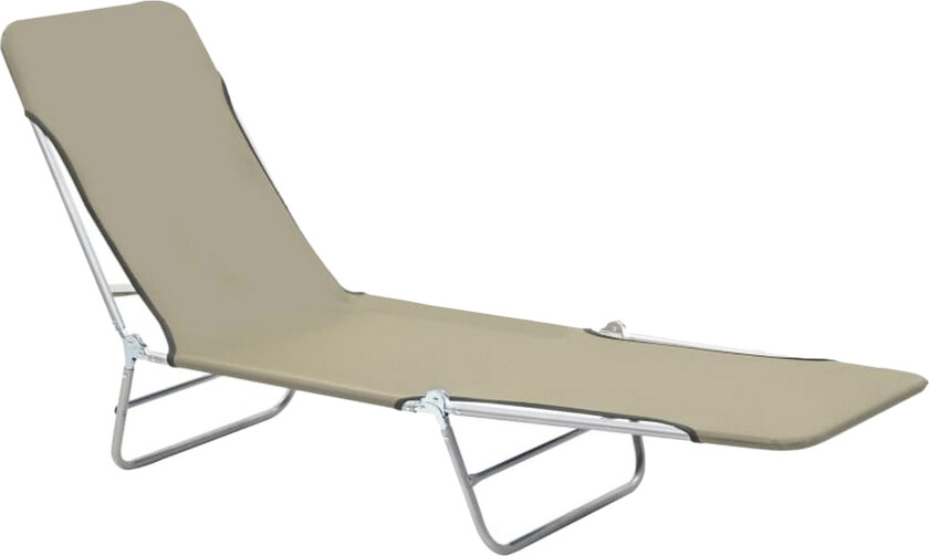 Sammenleggbare solsenger 2 stk stål og stoff gråbrun