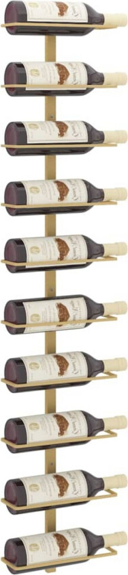 Veggmontert vinstativ for 10 flasker gull metall