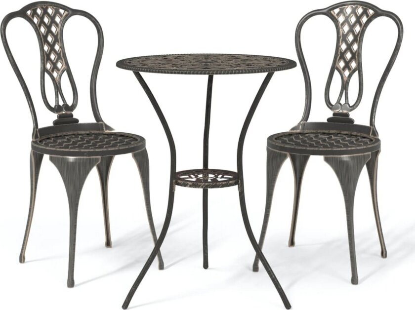 Bistrosett 3 deler støpt aluminium bronse