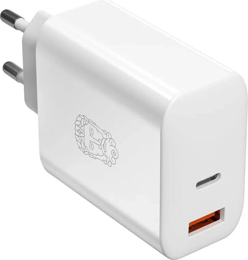 Upström Circular PD 65W Bærekraftig Vegglader med USB-C & USB-A - Hvit