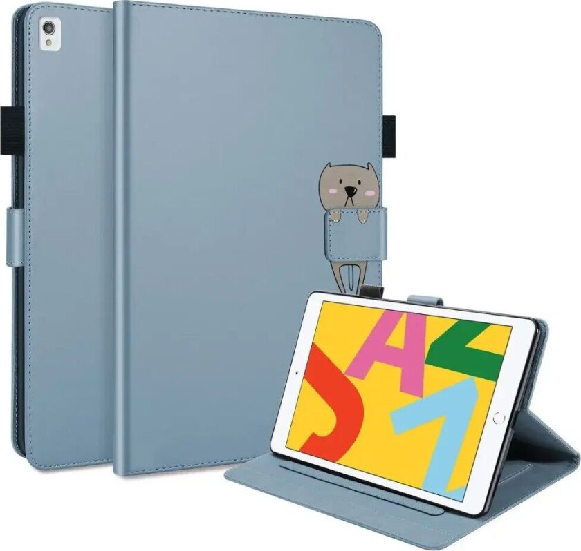 iPad 10.2" (2020) Flip Deksel i Skinn med Dyremotiv - Blå