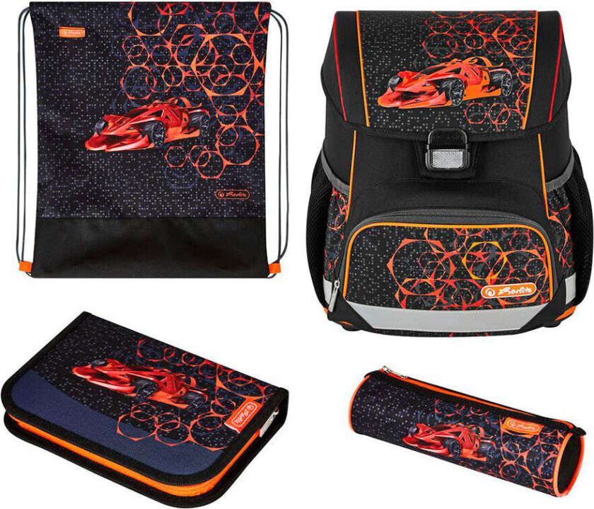 Herlitz Loop Plus Mechanic, Pencil pouch, Sport bag, Pennal, Skolesekk, Gutt, Barneskole, Ryggsekk, 16 l, Forlomme, Sidelomme
