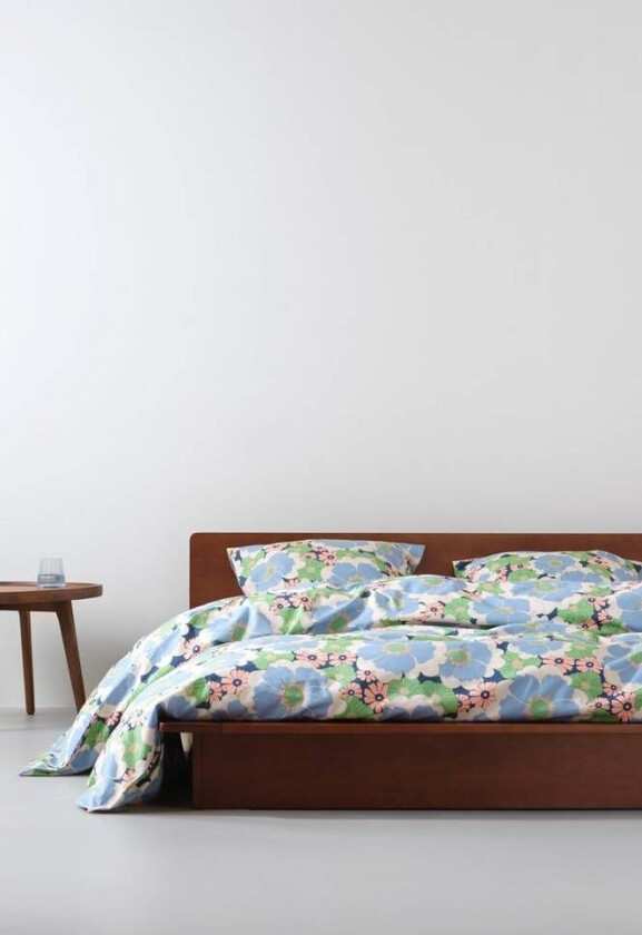 sengesett dobbeltseng økologisk Blå