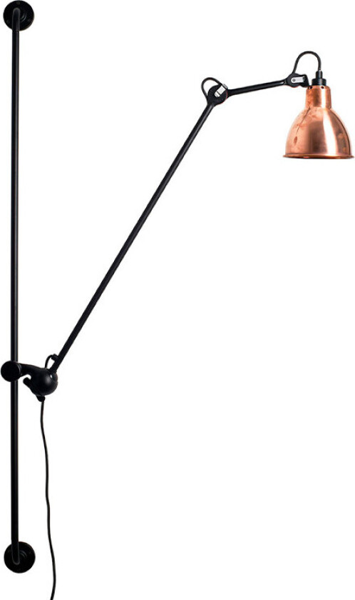 - 214 Vegglampe Round Svart/Kobber Lampe Gras