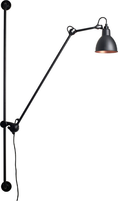 - 214 Vegglampe Round Svart/Svart/Kobber Lampe Gras