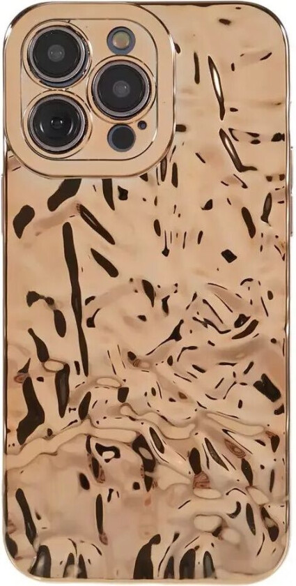 iPhone 13 Pro Glinsende Fleksibel Plast Bakside Deksel - Bølget Design - Gull