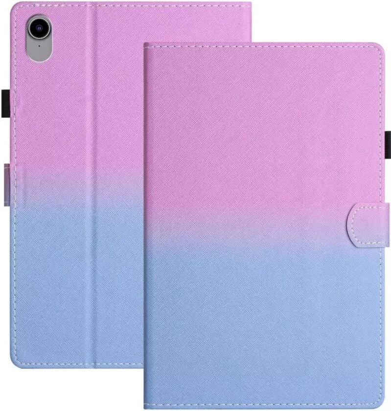 iPad 10,9" (2022) Flip-stativ Kunstkinn Deksel med Vekkefunksjon og Kortholder - Rosa / Blå