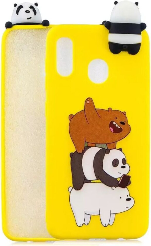 Samsung Galaxy A30 Fleksibel Plastik Deksel 3D Panda og Bjørne