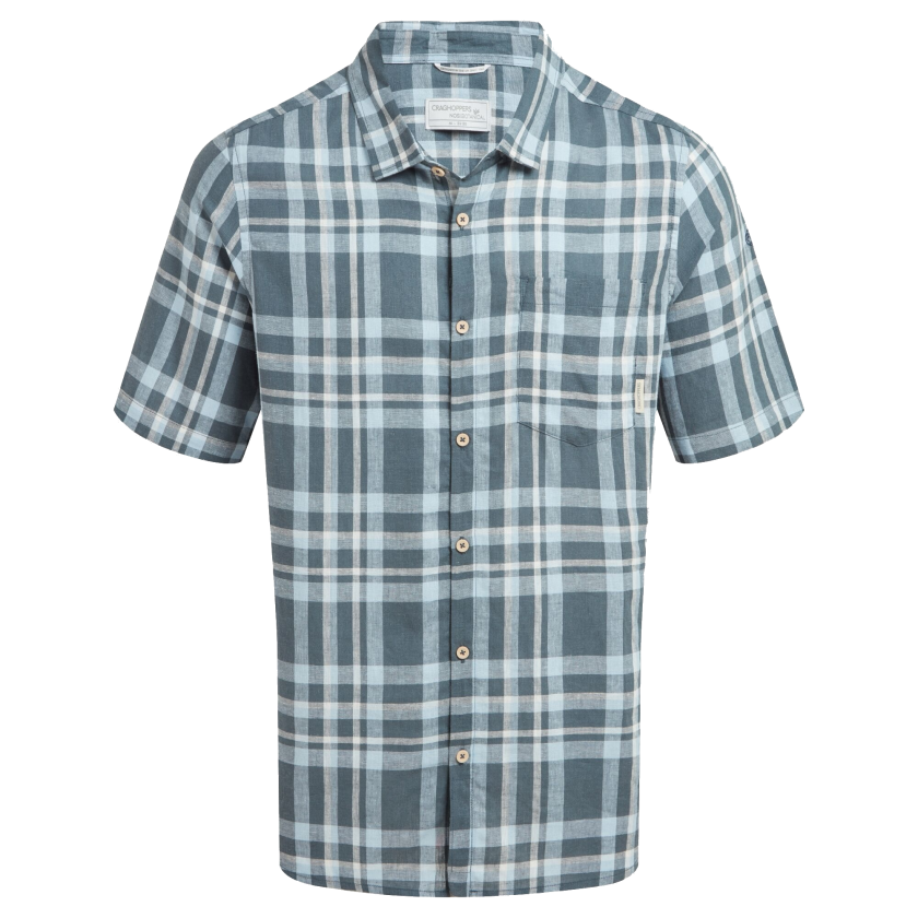 Men's Cartwright Short Sleeved Shirt Blue Stone Check S, Blue Stone Check