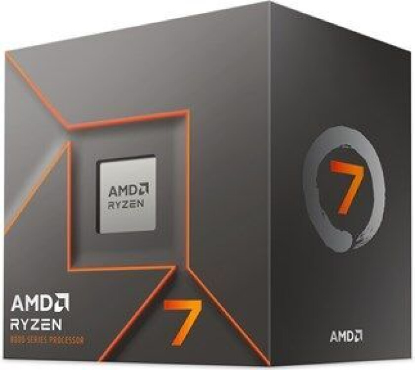 Ryzen 7 8700F Prosessor/CPU - 8 kjerner - 4.1 GHz - AM5 - Boks (med kjøler)