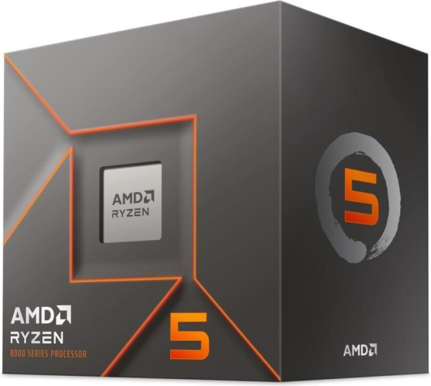 Ryzen 5 8400F Prosessor/CPU - 6 kjerner - 4.2 GHz - AM5 - Boks (med kjøler)