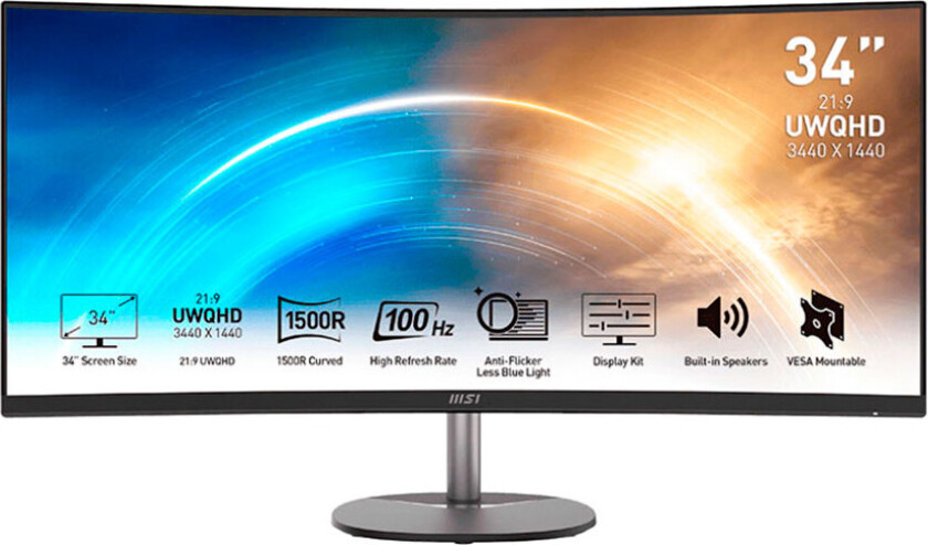 - LED-skjerm - kurvet - 34" - 3440 x 1440