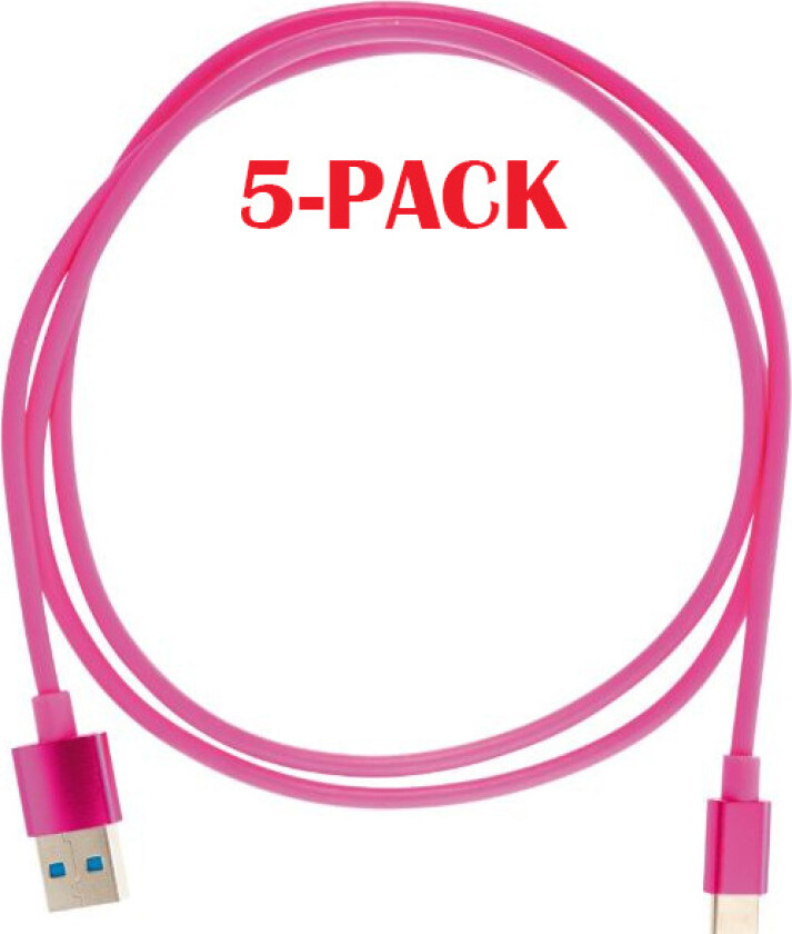 moba 5-PACK Cable USB-A - USB-C 2.4A, 1m, Pink