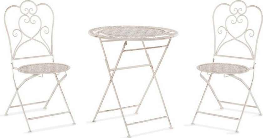 Bistrosett Beige Bord 2 Stoler Shabby Chic Fransk