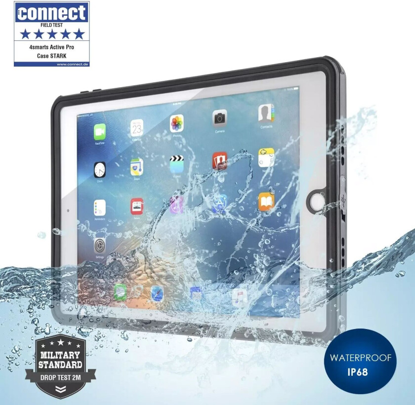 4smarts iPad 9.7 (2018 / 2017) 4smarts Rugged Waterproof Case Stark (Vanntett Deksel) - Black