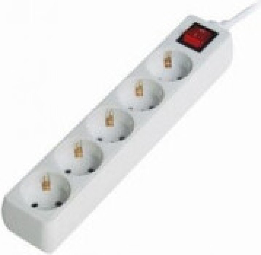 Surge Protector 5x, 5 AC-utganger, Hvit, CE, GS, 4500 V, 13500 A