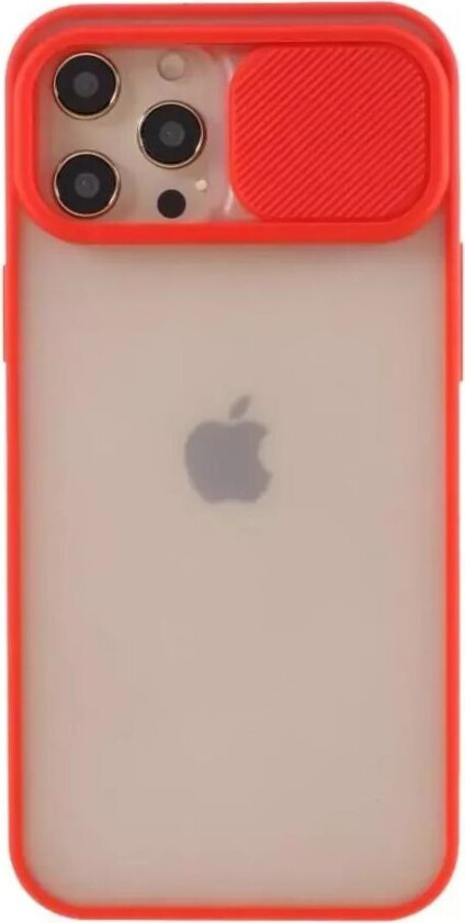 iPhone 12 Pro Max Frosted Plastik Deksel med Camslider - Rød