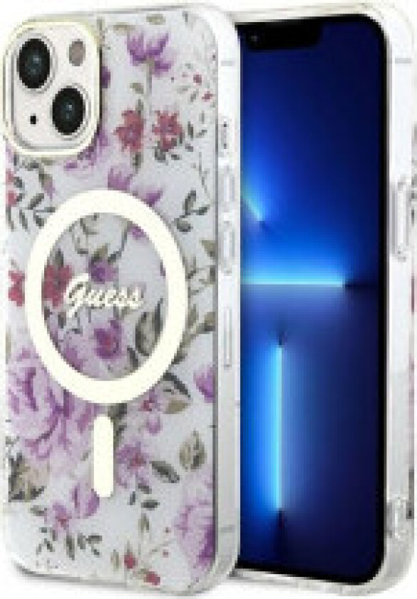 case for iPhone 14 6,1" GUHMP14SHCFWST transparent hardcase Magsafe IML Flower