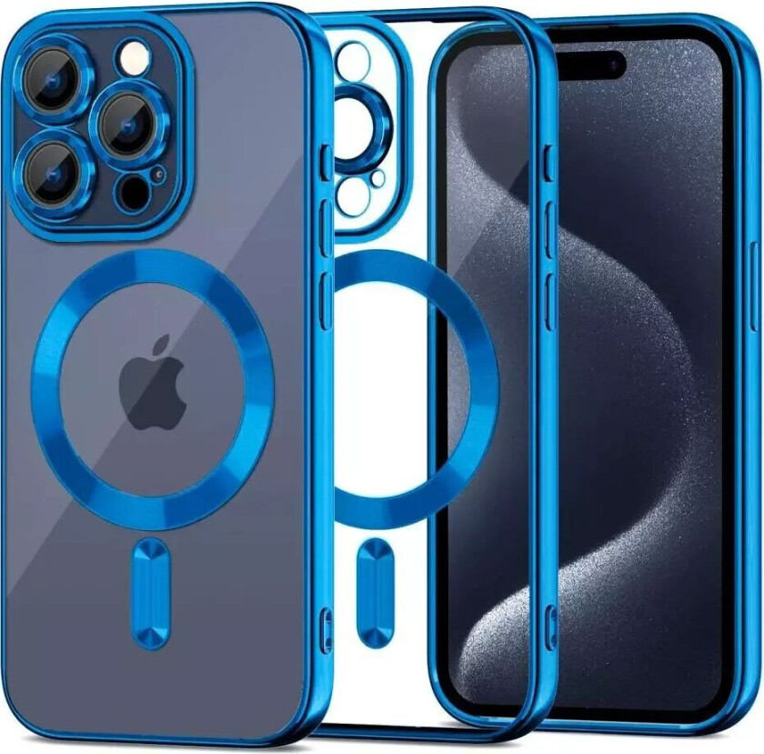 Tech-Protect iPhone 15 Pro Max Tech-Protect MagShine Deksel - MagSafe Kompatibel - Gjennomsiktig / Mørkeblå