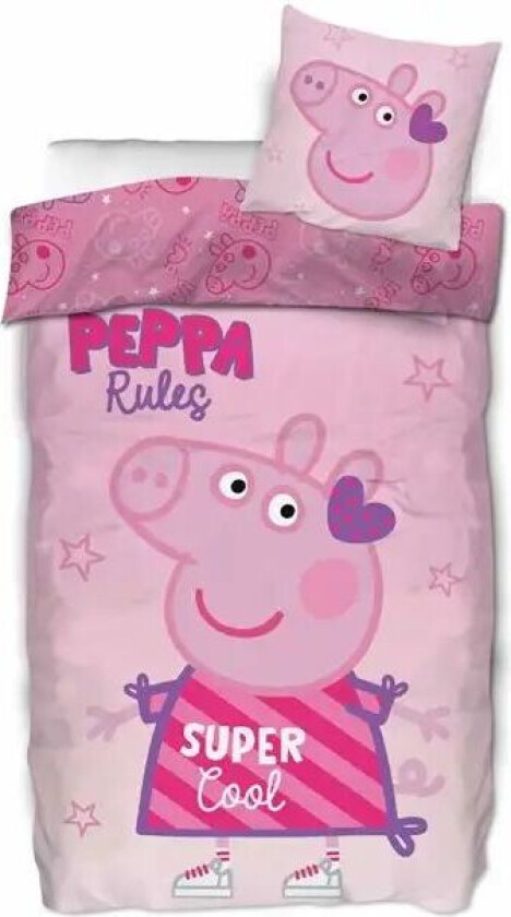 Sengetøy barn - 100x140 cm - Peppa Gris - Super Cool - 100% bomull