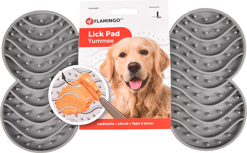 Flamingo Lick Pad Silicone Bone Petrol 29.8Cm