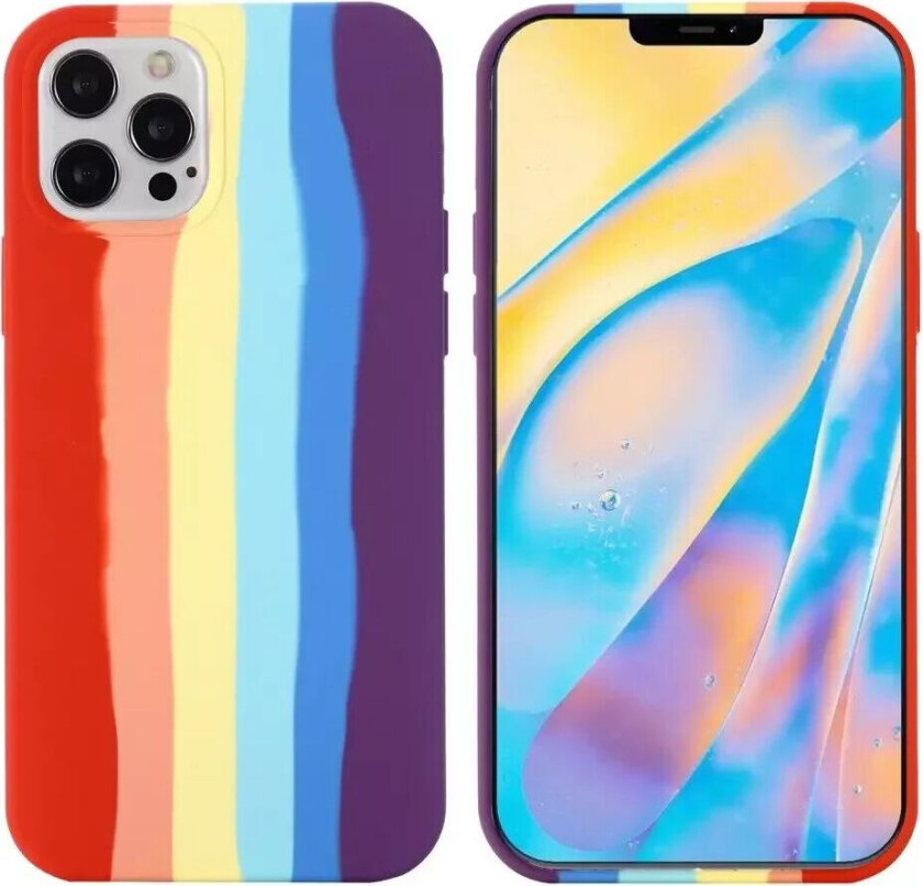 iPhone 15 Pro Silikon Deksel - Rød Regnbue