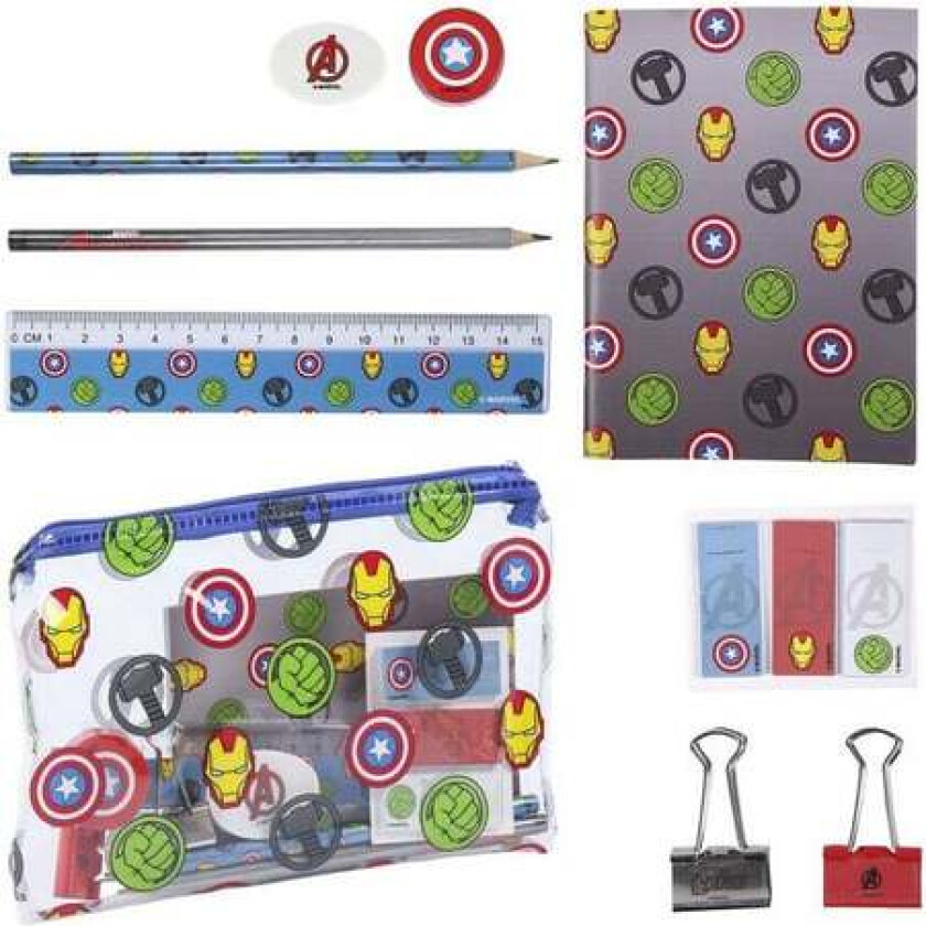 Avengers 12 deler pennal med innhold iron man hulk