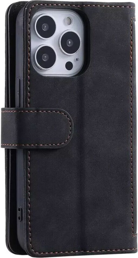 iPhone 14 Pro Skinndeksel m. Lommebok og Magnetlås - Svart