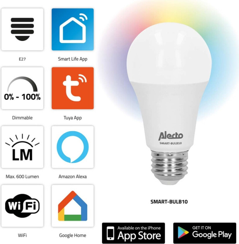 SMART-BULB10 Smart LED fargelampe med Wi-Fi