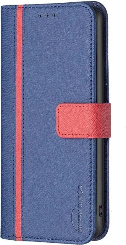 iPhone 14 Pro Max BINFIN Matt Flip Deksel i Skinn med Lommebok og Magnetisk Lukning - Blå