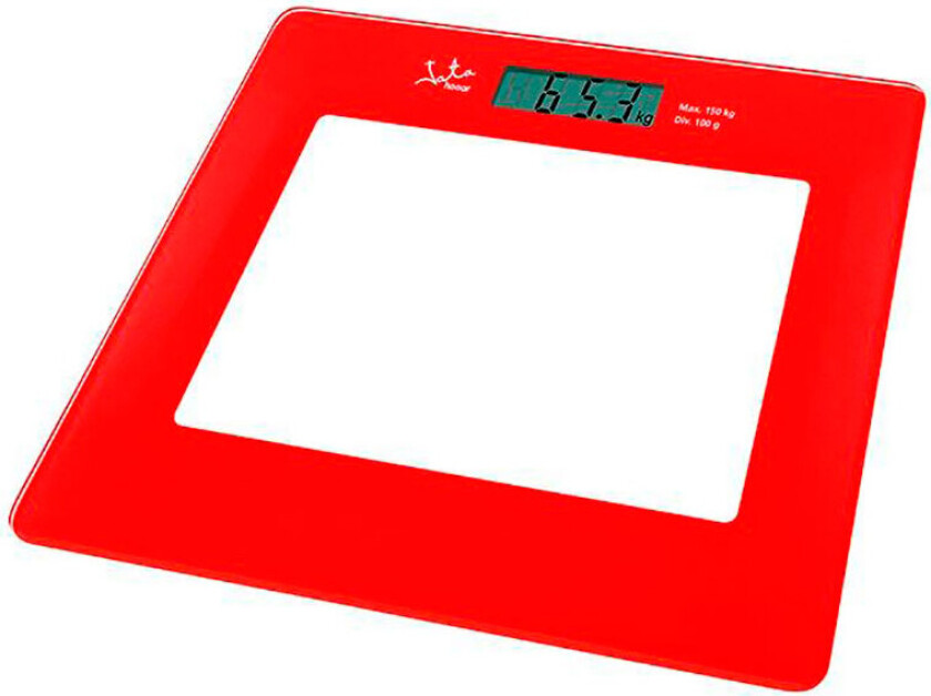 JATA 290, Elektronisk personvekt, 150 kg, 100 g, Rød, kg, lb, firkant