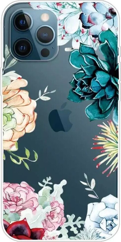 iPhone 14 Pro Fleksibelt Plastdeksel m. Motiv - Gjennomsiktig / Fargerike Blomster