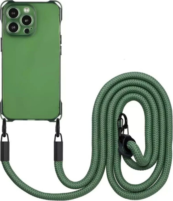 iPhone 15 Pro Fleksibelt Plastdeksel med Skulderstropp - Grønn