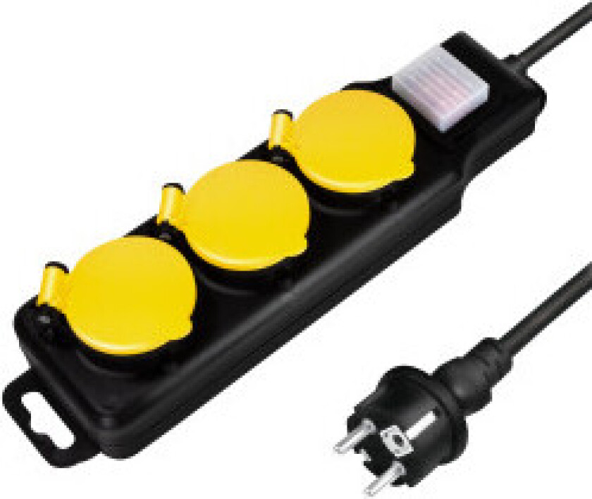 Strømuttak 3-veis Utendørs bruk med bryter IP44