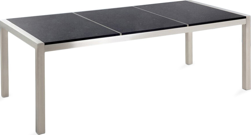Hagebord Sort/Sølv Granitt/basalt Rustfritt stål 3 bordplater 220 x 100 cm Polert Moderne Utendørs