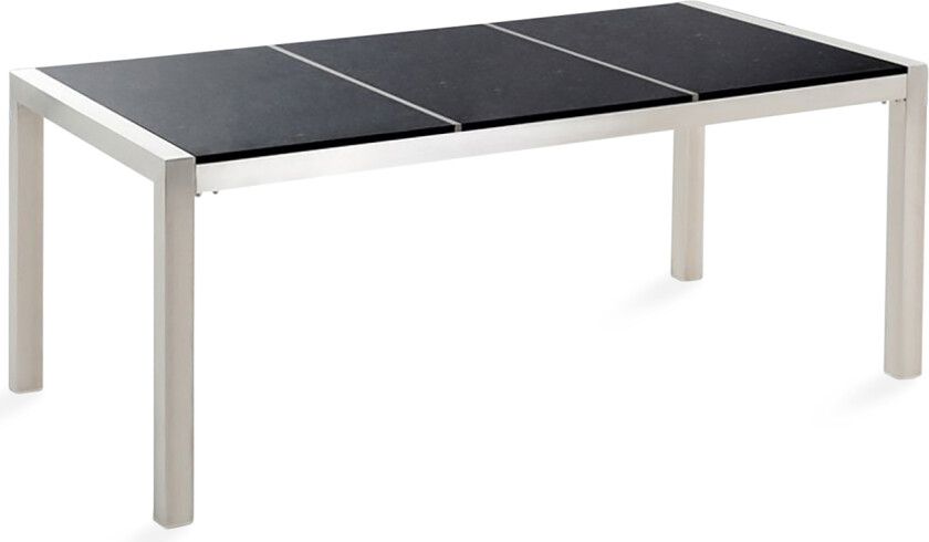 Hagebord Svart Sølv 180 x 90 x 74 cm Bordplate i granitt Rustfritt stål 6 personer Hagemøbler Spisebord