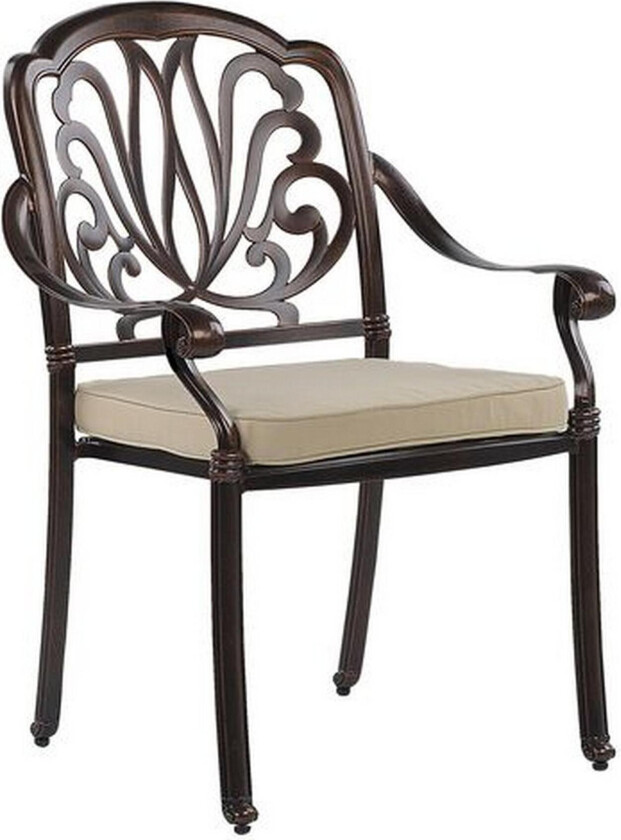 Sett med 4 Hagestoler Brun Aluminium med Puter Utendørs Vintage