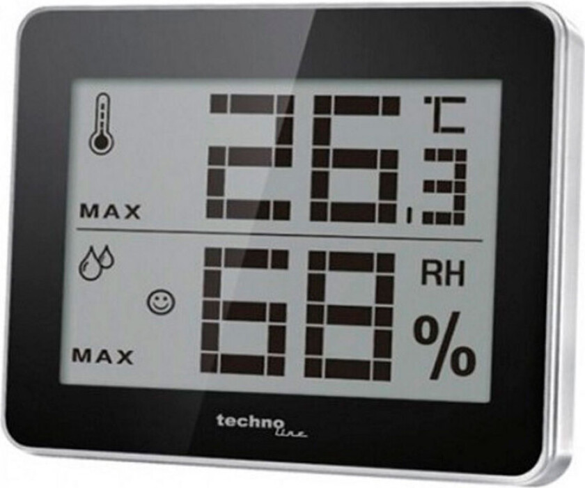 Technoline WS 9450, Svart, Sølv, Inne hygrometer, Inne Termometer, Hygrometer, Termometer, F,°C, Batteri, CR2025