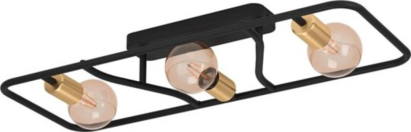 Messinaro, 3 ampuller, E27, IP20, Sort, Børstet stål