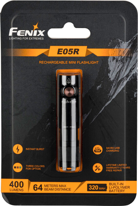E05R, Lommelykt, Sort, Duraluminium, Knapper, Rotasjon, 2 m, IP68