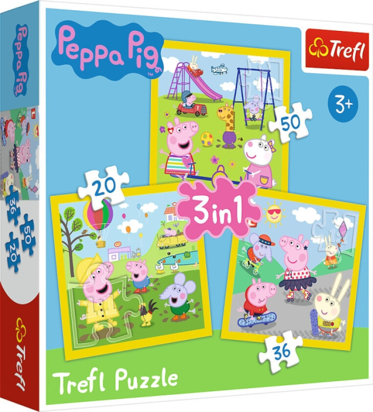 TREFL Pipsa Piggy 3 i 1 puslespill, 20+36+50 brikker