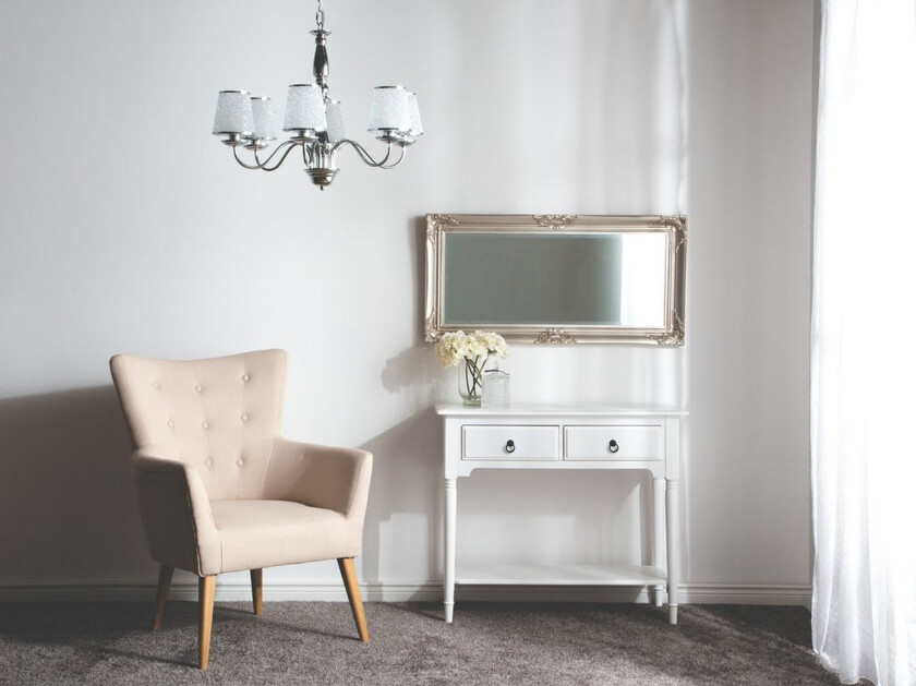 Hengende Lampe Pendel Sølv Metall Belysning 6 Lys Klassisk Stil