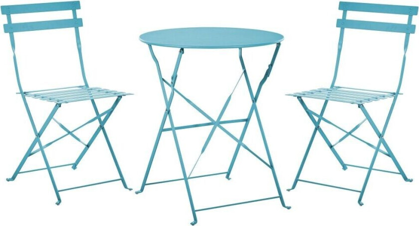 3-delt Bistrosett Mintgrønn Metall Sammenleggbar Lamell Seterygg Utendørs