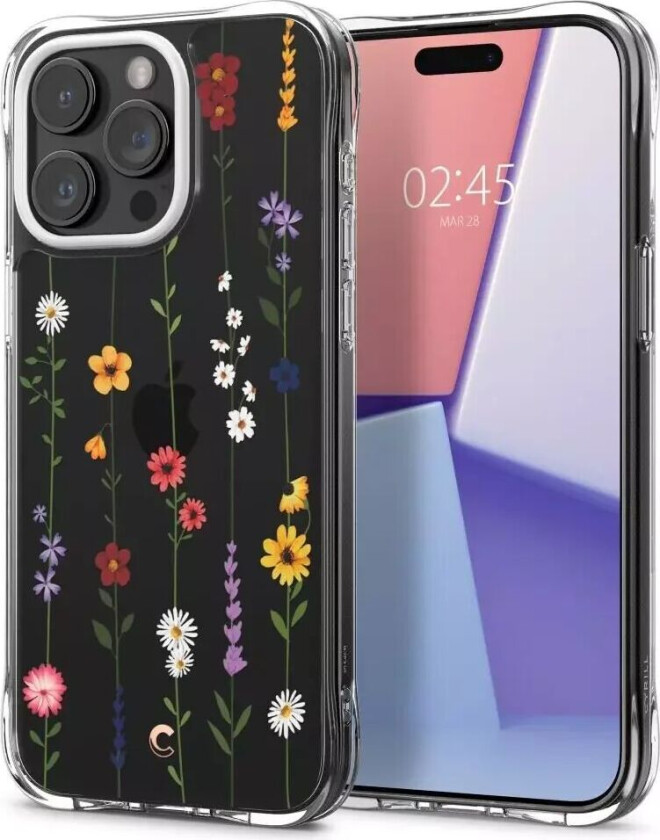 iPhone 15 Pro Cecile Plast Deksel m. Stropp - Flower Garden